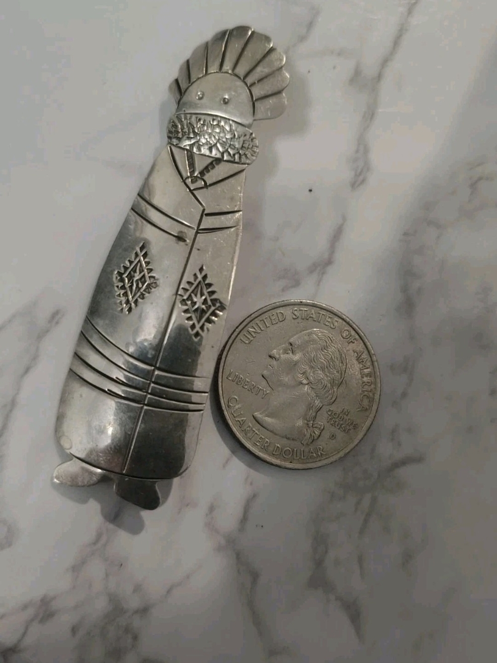 Vintage Navajo Native Yazzie Kachina Sterling Silver Pendant / Brooch Pin